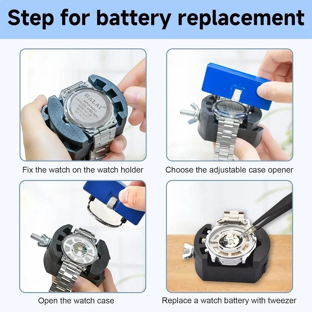 3 in 1 Set Watch Repair Tool Replacement Kit Wrench Back Remover Rotate ...