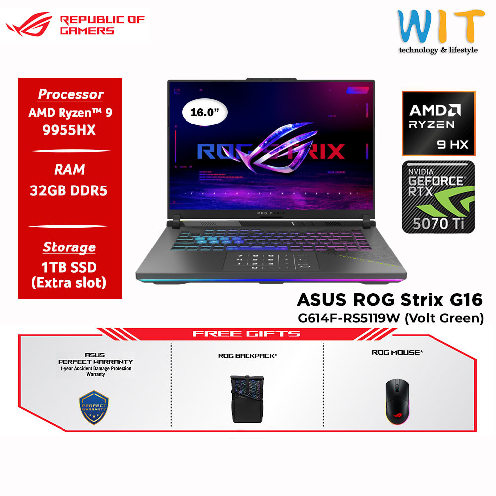 ASUS ROG Strix G614F-RS5119W (AMD Ryzen 9-9955HX/32GB RAM/1TB SSD ...