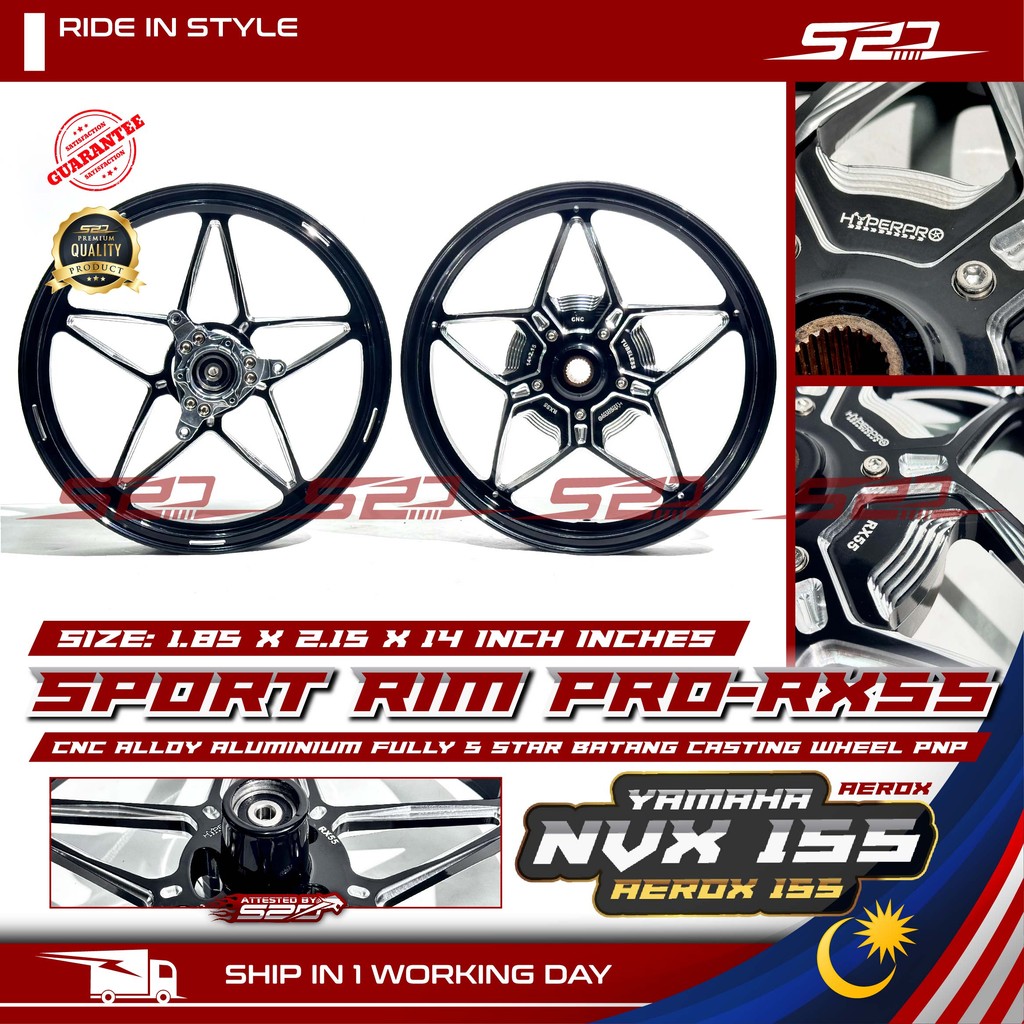 Sport Rim HYPERTECH NVX 155 V1 V2 AEROX 1.85 X 2.15 X 14 INCH INCHES ...