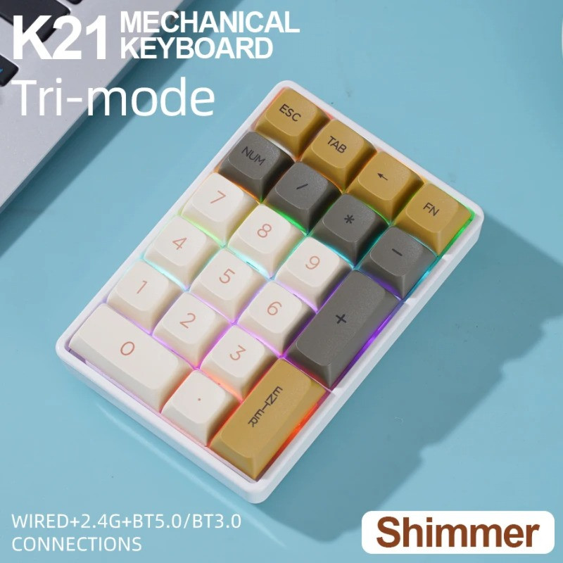 K21 21-Key Wireless Mechanical Keyboard BT/2.4Ghz/USB-C Connection ...
