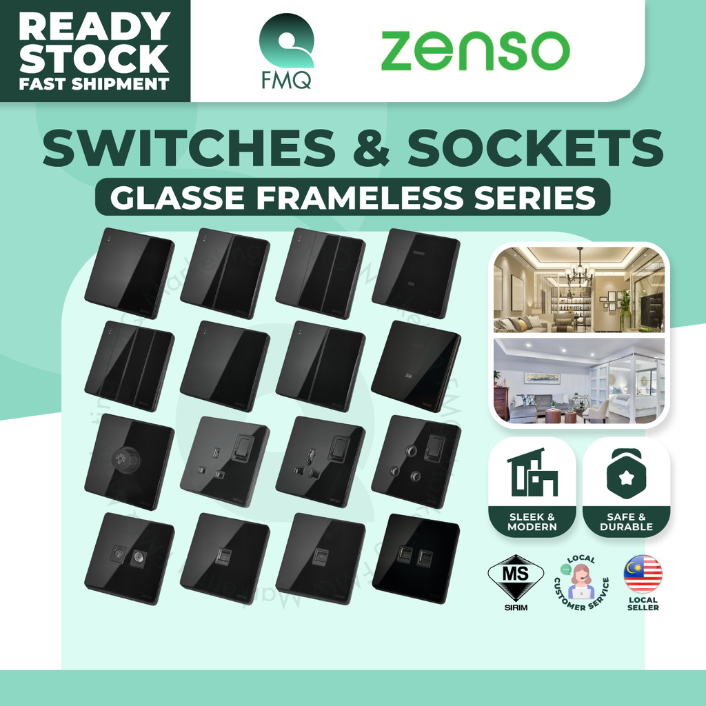 Zenso Switch & Socket - Glasse Glass Series Sirim Suis & Soket Siri ...