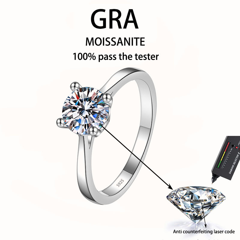 GRA Certificate Attached 】 0.5ct-5ct genuine moissanite ring ...