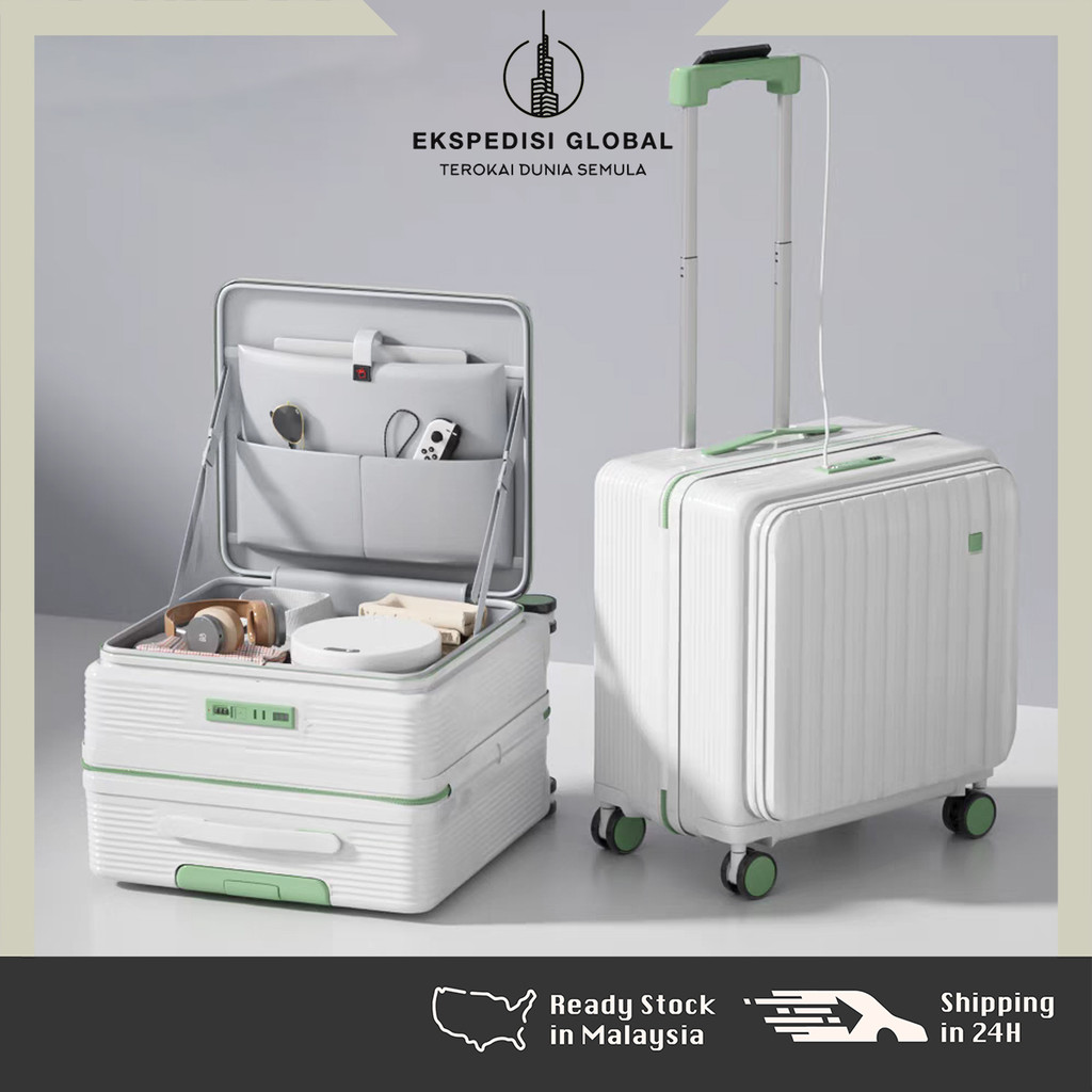 18/20 Inch Carry On Luggage Front Opening Cabin Suitcase with Capacity ...
