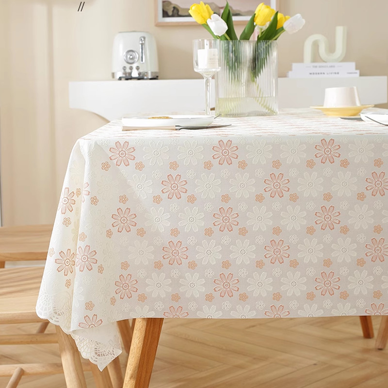 PVC Floral Lace Table Cloth Waterproof Oilproof Non-Slip Dining Coffee ...