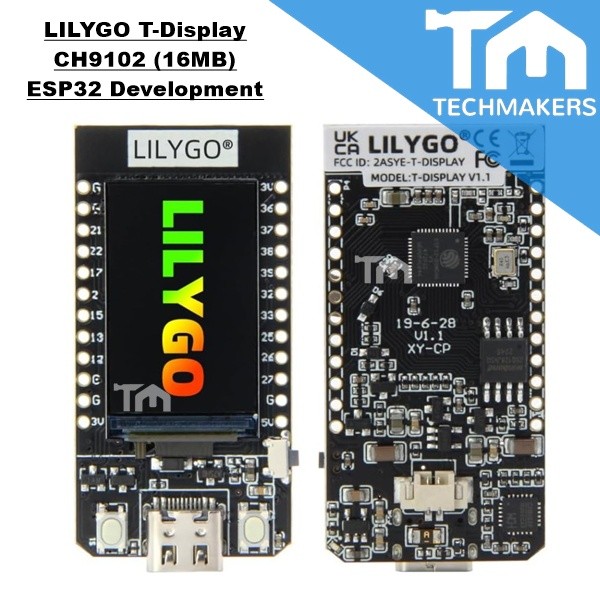 LILYGO TTGO T-Display T-Display CH9102 (16MB) ESP32 Development Board WiFi Bluetooth 1.14 Inch LCD Wireless Controller