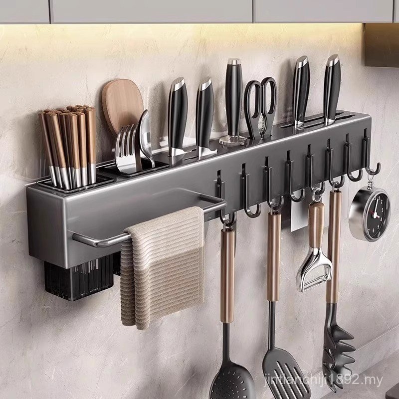 German Stainless Steel Kitchen Knife Rack Shelf Wall-Mounted Multi ...
