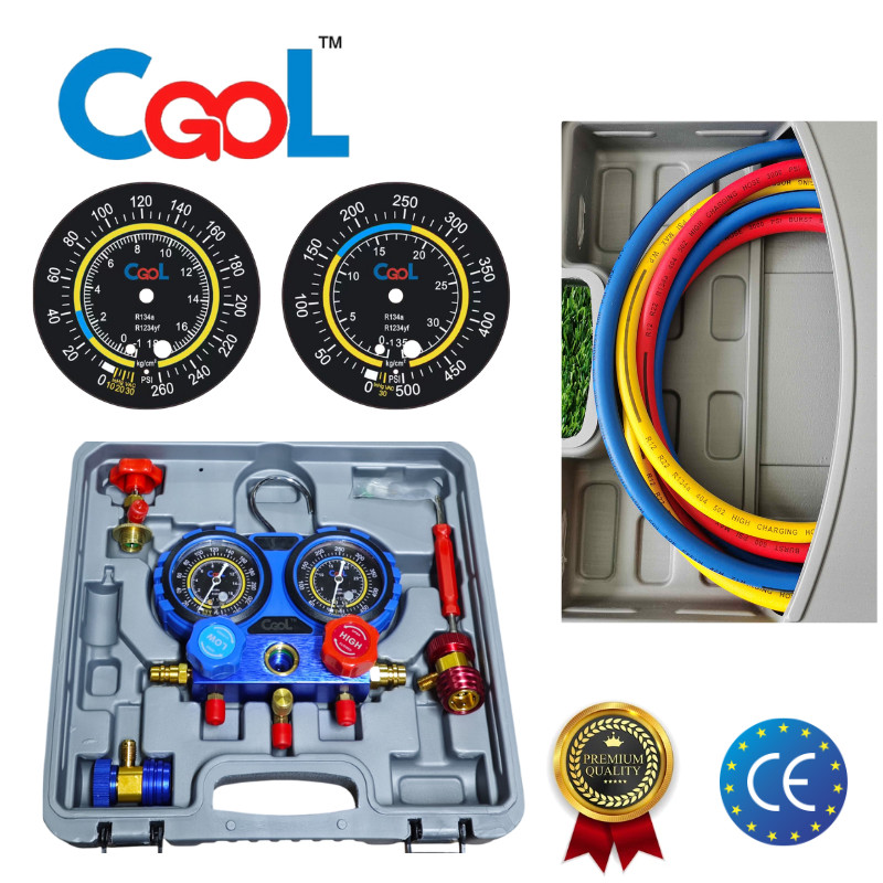 Go CooL R22 R134 R410 R404 GAS Air Cond 13.6KG A/C Manifold set Gauge ...