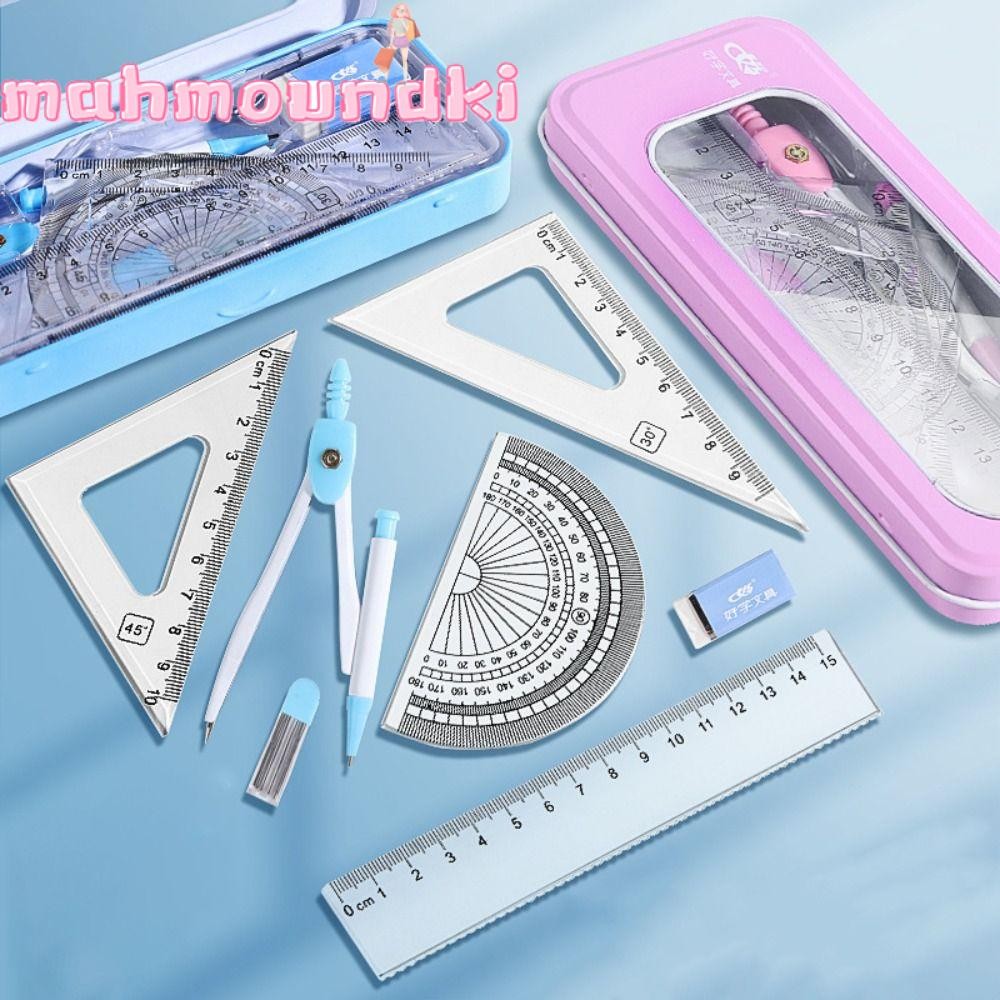 MAHMOUNDKI 7PCS/Set Pencil Compass Kit, Eraser Plastic Ruler Set, High ...