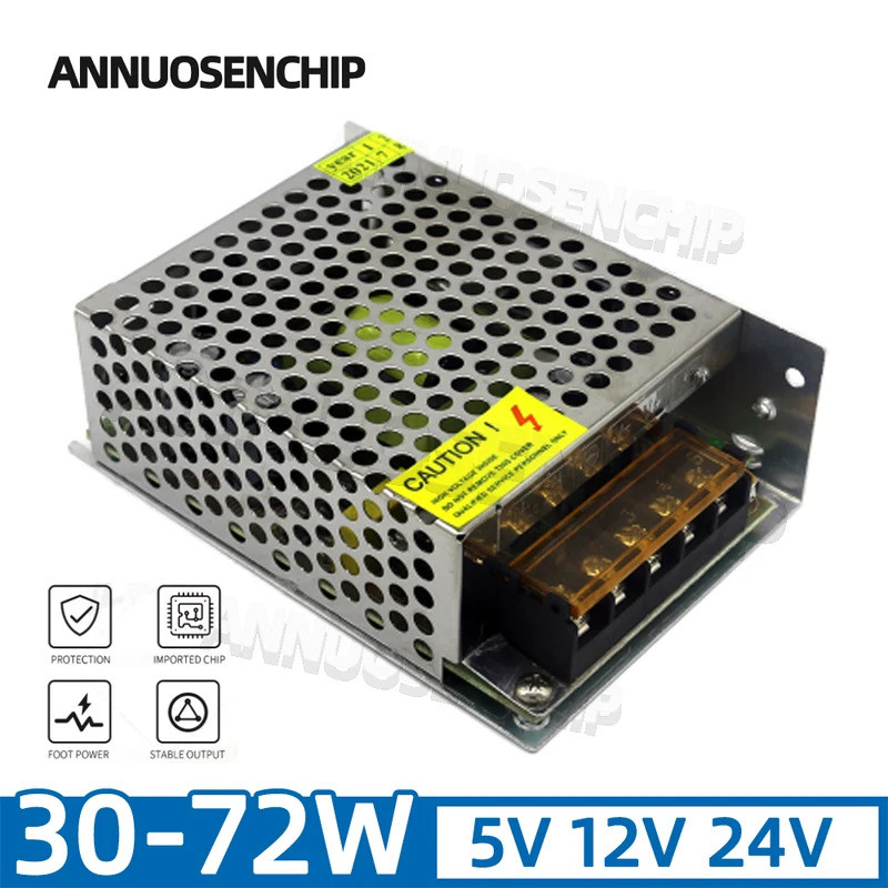 30W 40W 50W 60W 72W Bekalan Kuasa Penukaran SMPS Penyesuai industri ...
