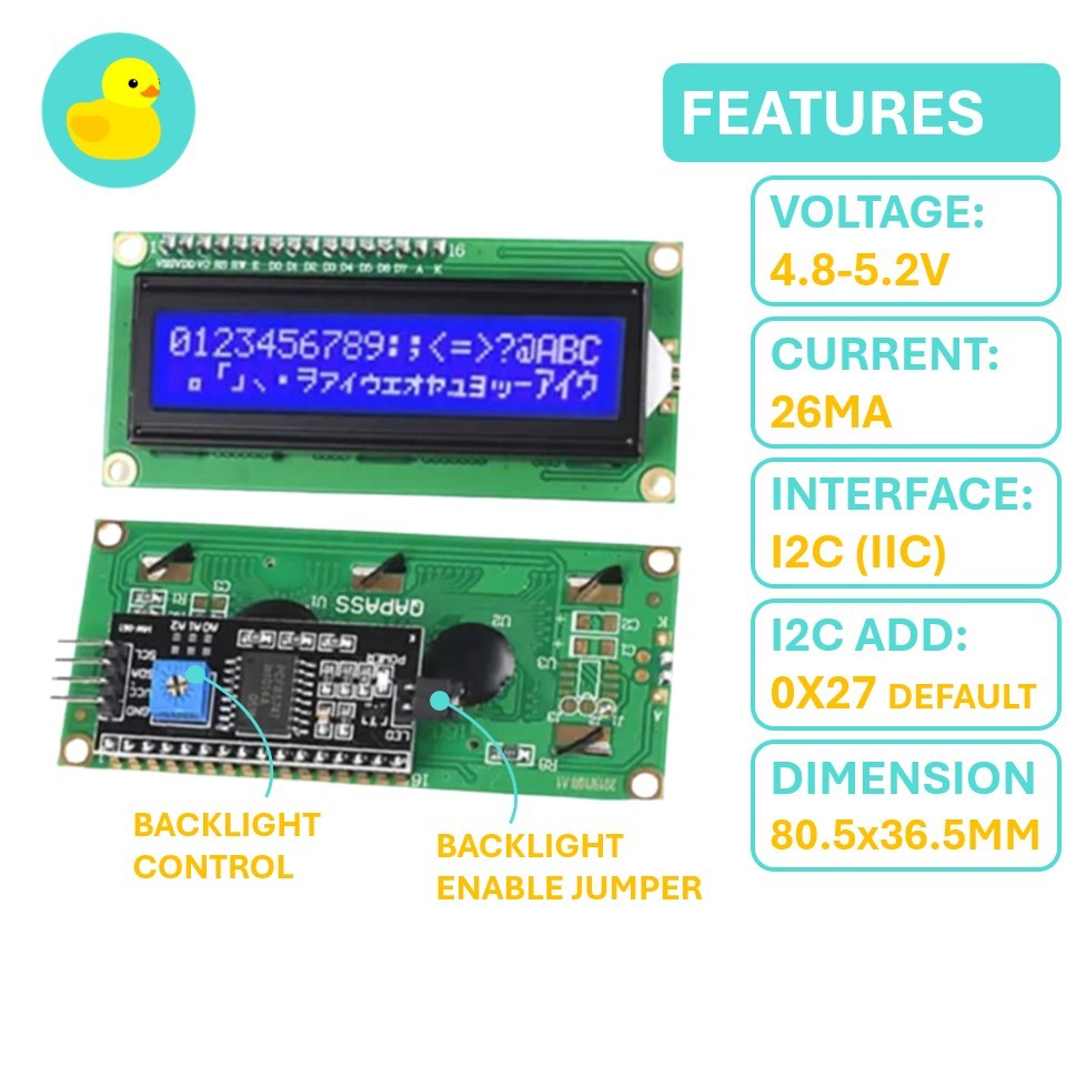 1602 16x2 Character IIC I2C LCD Display Module | Shopee Malaysia