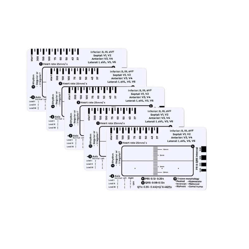 [kristyle.my] ECG 7 Step Ruler Portable Pocket-Sized EKG Measuring Card ...