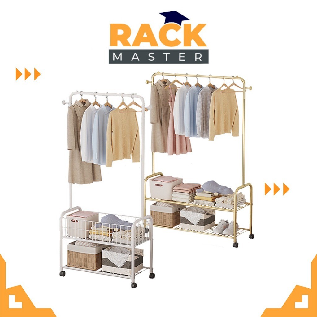 𝗥𝗔𝗖𝗞 𝗠𝗔𝗦𝗧𝗘𝗥 Multifunctional Clothes Floor Standing Shelf Clothes Rack ...