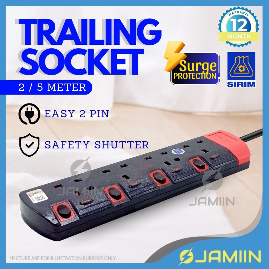 SIRIM 𝗚𝗟𝗢𝗕𝗔𝗟 𝗣𝗥𝗢 2/5MTR Power Extension Socket Trailing Socket Surge ...