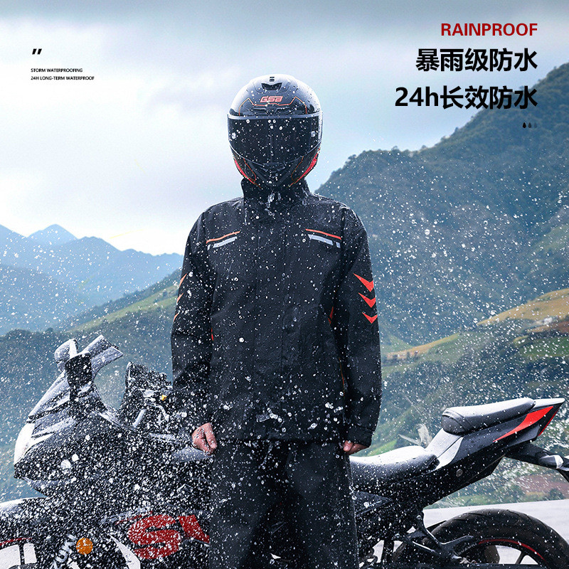 Motorcycle Two-Piece Rain Suit Set - Waterproof Long Riding Jacket ...