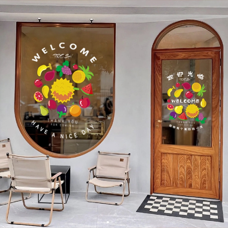 Fruit Shop Vegetable Store Glass Door Stickers Creative Shopping Mall ...