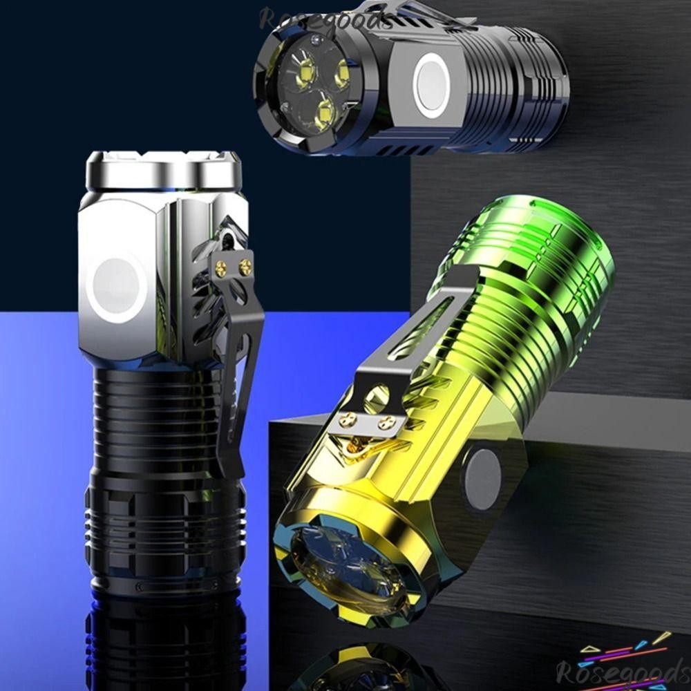 ROSEGOODS Flash Super Power Flashlight, Multi-Uses Mini Three-Eyed Mini ...
