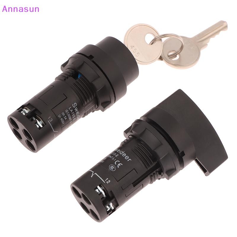 Annasun 22MM Key Knob Switch 1NO1NC 2/3 Position Self Locking Select ...