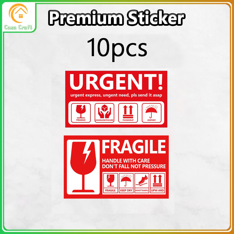 10pcs Fragile Urgent Sticker Waterproof Sticker Premium Sticker PVC ...