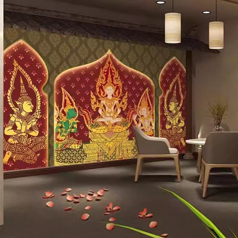 Thai Indian Style Wallpaper Thailand Buddha Ethnic Decoration Mural ...