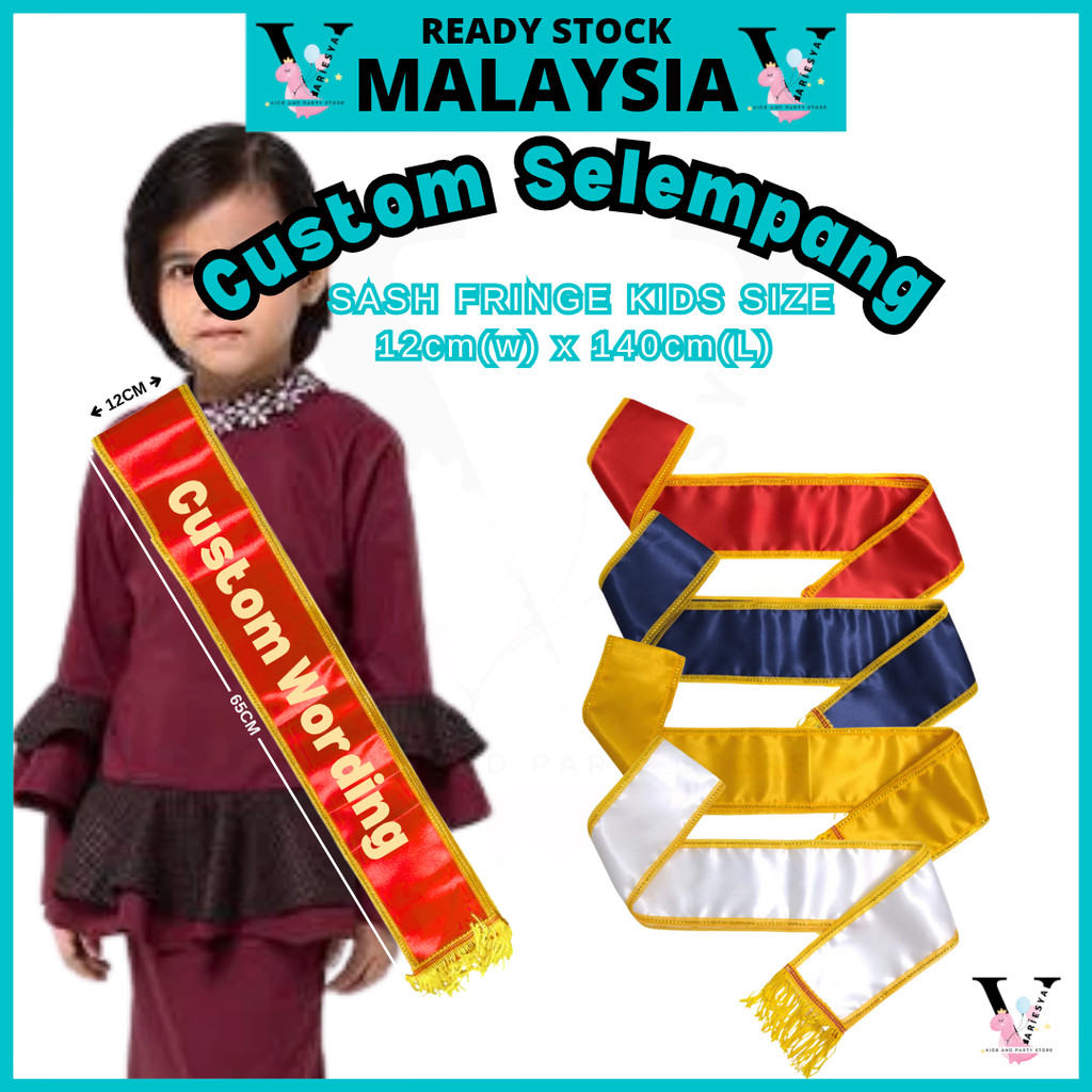 [KIDS SIZE] Custom Sash custom Selempang Fringe Type Sash Ribbon Bow ...