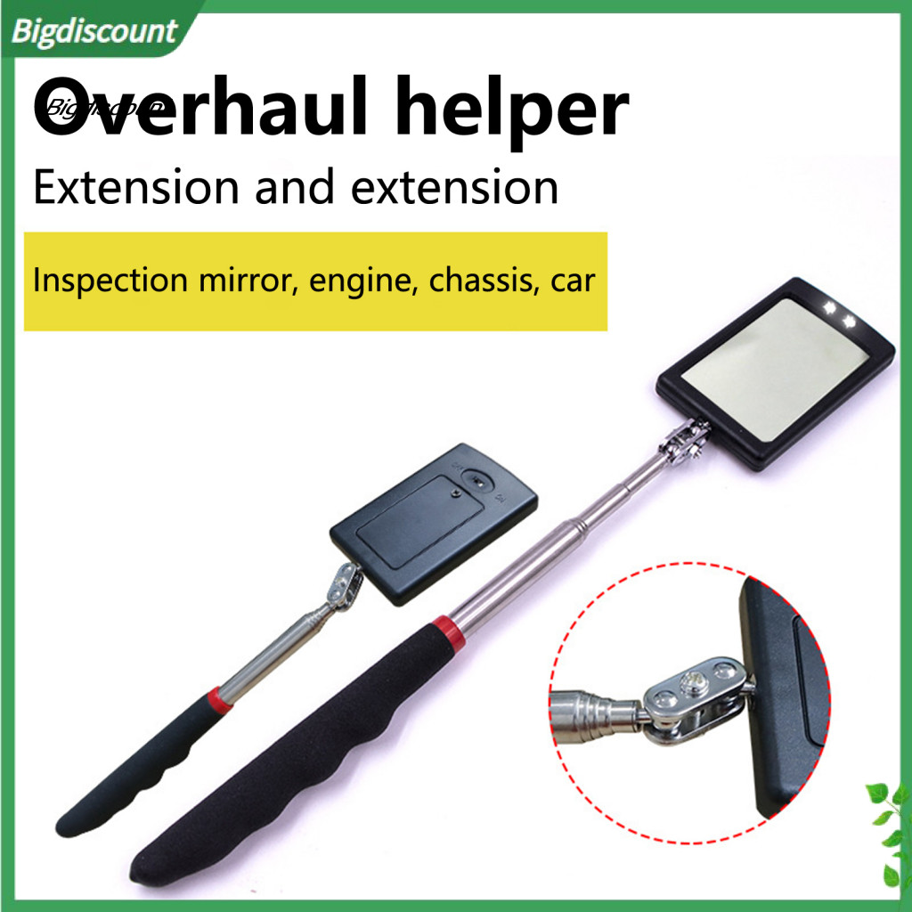 {BIG} Inspection Mirror with LED Light 360-degree Rotation Telescopic ...