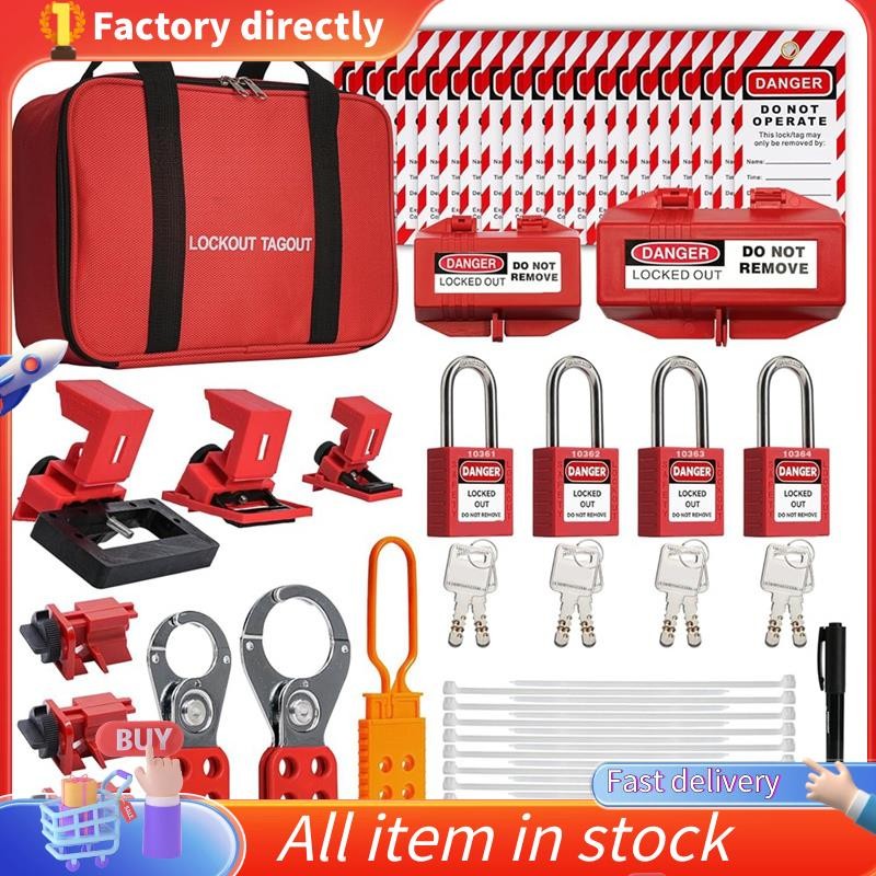 TRADESAFE Lockout Tagout Station - Medium LOTO Board With 4 Safety Padlocks, Hasp & 20 Tags - OSHA Compliant Kit
