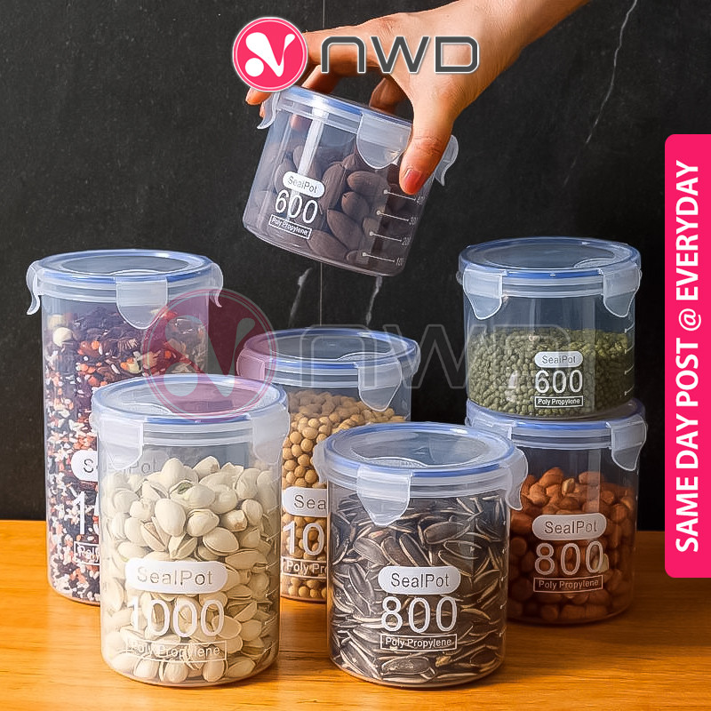 𝗖𝗟𝗘𝗔𝗥 𝗚𝗔𝗨𝗚𝗘 》 Airtight Stackable Plastic Round Food Storage Container ...