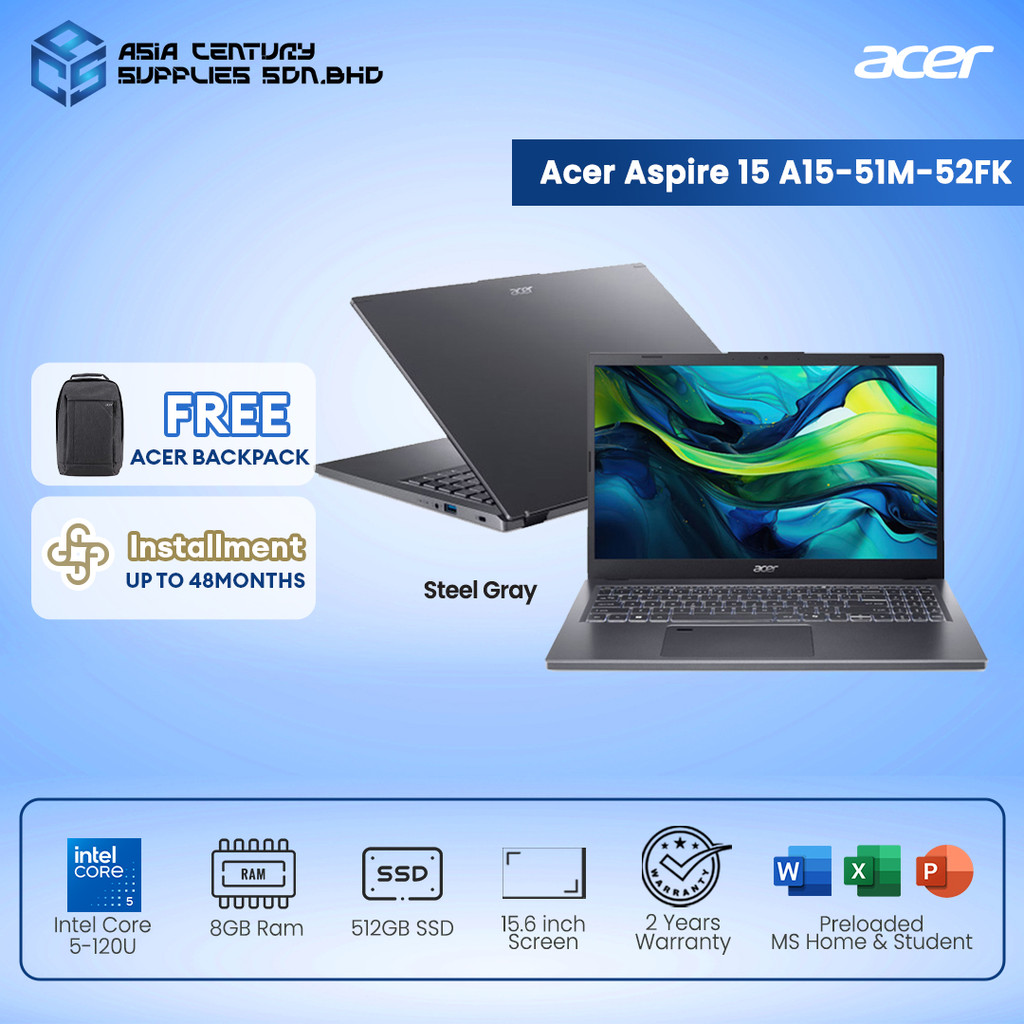 Acer Notebook Aspire 5, 15.6'', A1551M52FK (Steel Grey) Core 5120U — free download