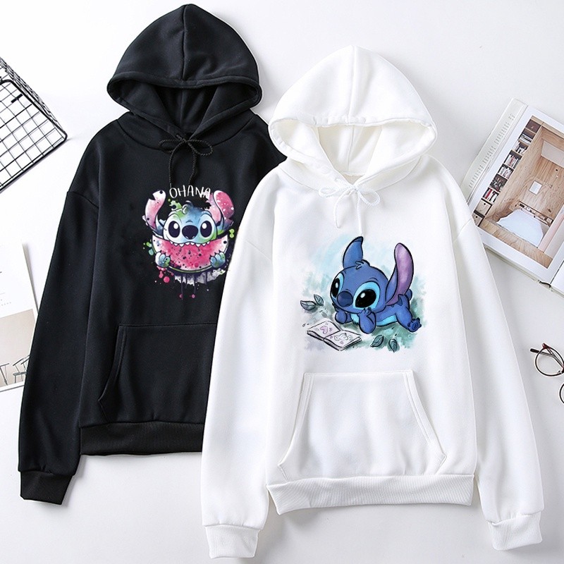 Hoodie Stitch Anime Funny Cartoon Print Clothing Aesthetic Spring ...