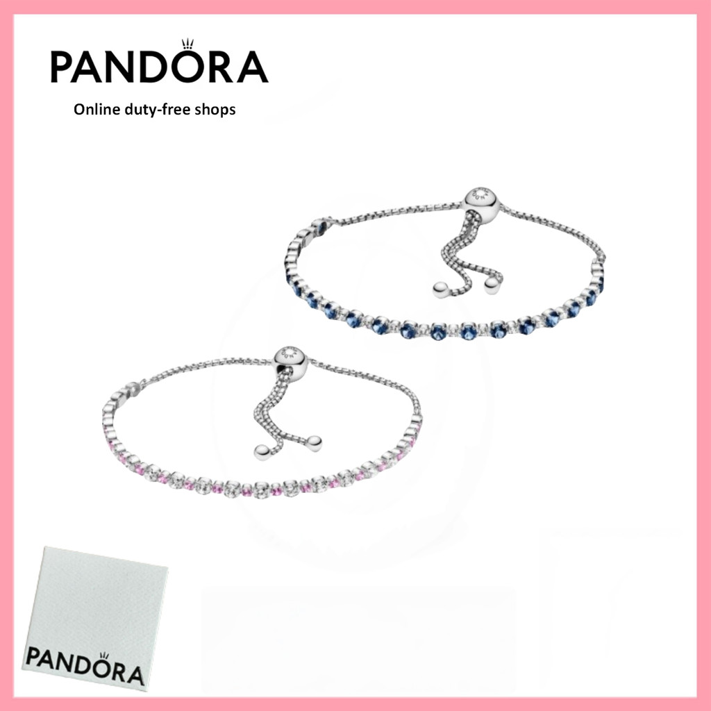 [Duty Free] PANDORA 100% Latest S925 Pure Silver Jewelry Blue and Clear ...