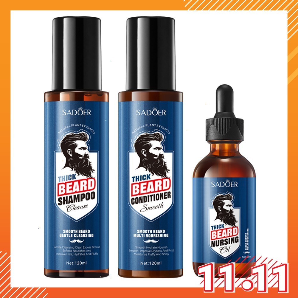 MAY SADOER Men Thick Beard Shampoo Conditioner Nursing Oil Smooth Beard ...
