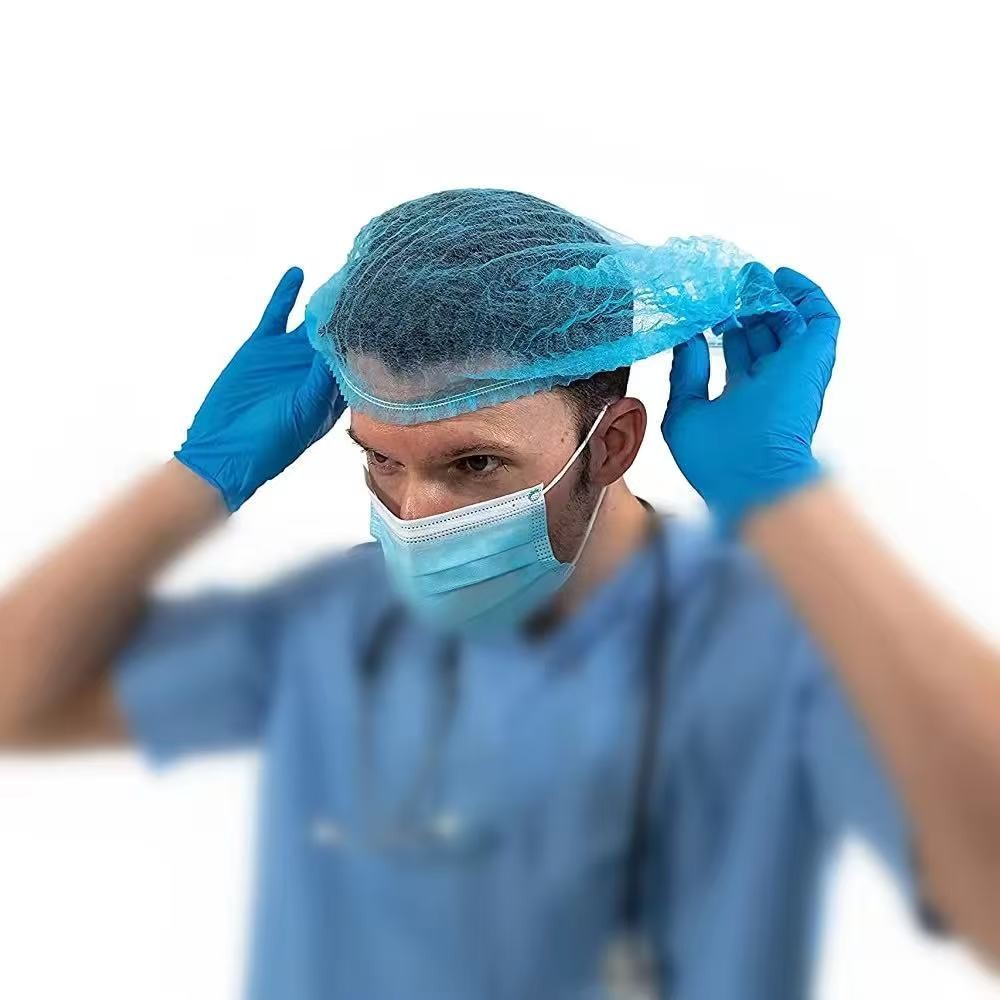 100 Pieces Penutup Kepala Disposable Double Ribs Hair Head Cover Cap ...