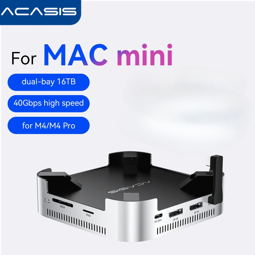 Acasis Mac Mini M4 Docking Station USB C HUB to DP 4K/144HZ 40Gbps Dual ...
