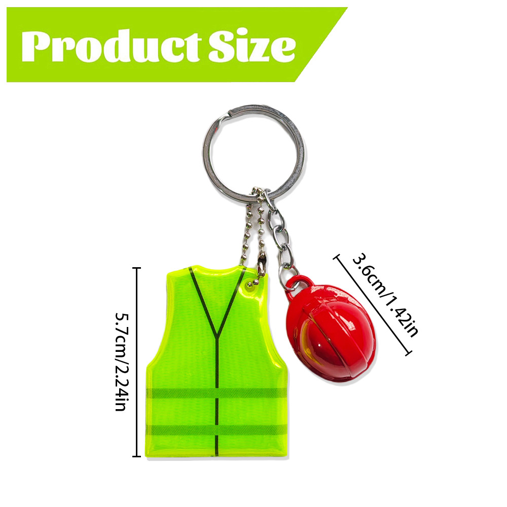Creative Vest + Safety Helmet Shaped Keychain, Night Travel Sports ...