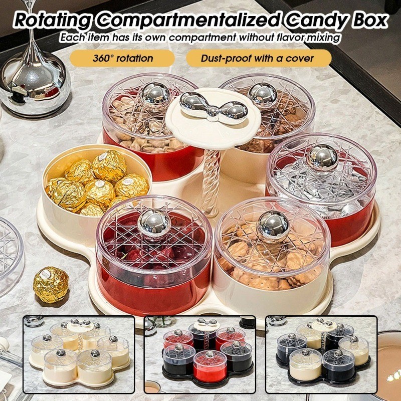Rotatable Round MultiBox Candy Snack 6in1 Dried Food Container with ...