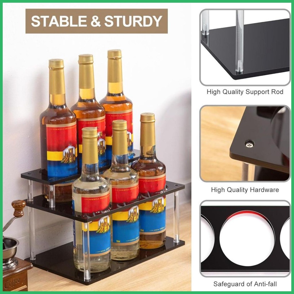 Syrup Rack Acrylic Coffee Syrup Stand Rack 2-Tier Stand Storage ...