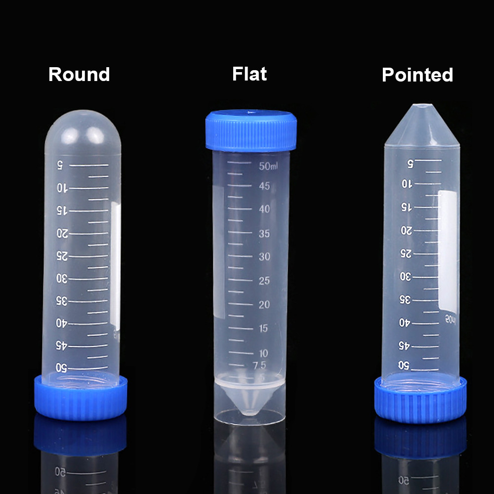 10Pcs 50ml Centrifuge Tube Screw Cap Flat/Round/Pointed Bottom ...