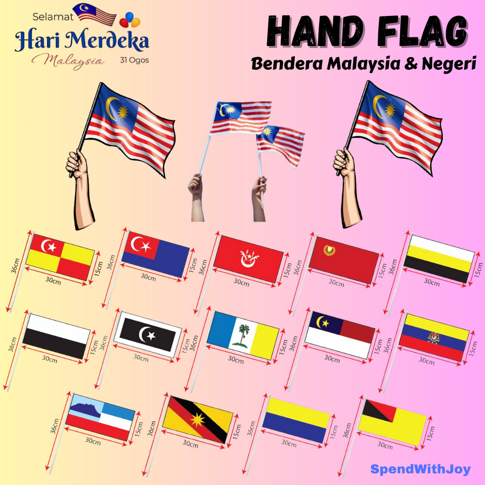 【SpendWithJoy】Hand Flag Malaysia Bendera Malaysia Bendera Negeri ...