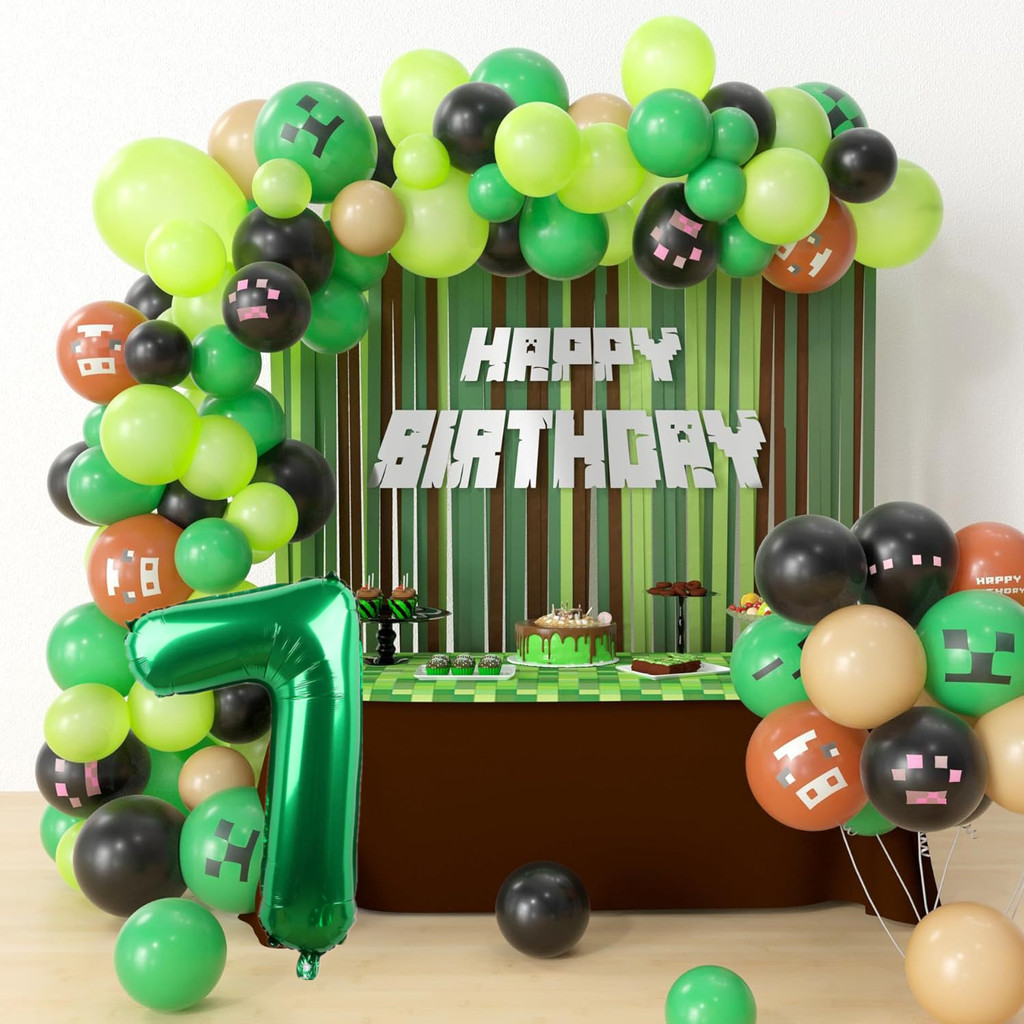 Minecraft Game Theme 1-9 th foil birthday decor set balloon Crafting ...