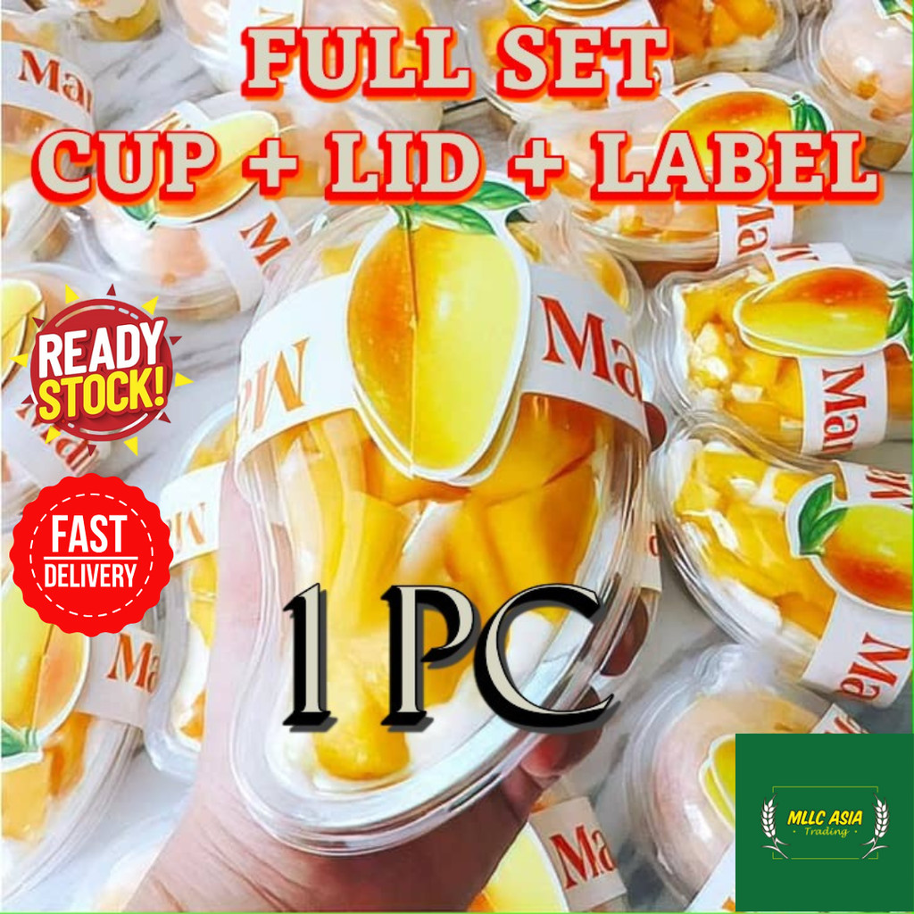 (1 PC) Mango Shape Cup with Label Mousse PET Packaging Mango Sticky ...
