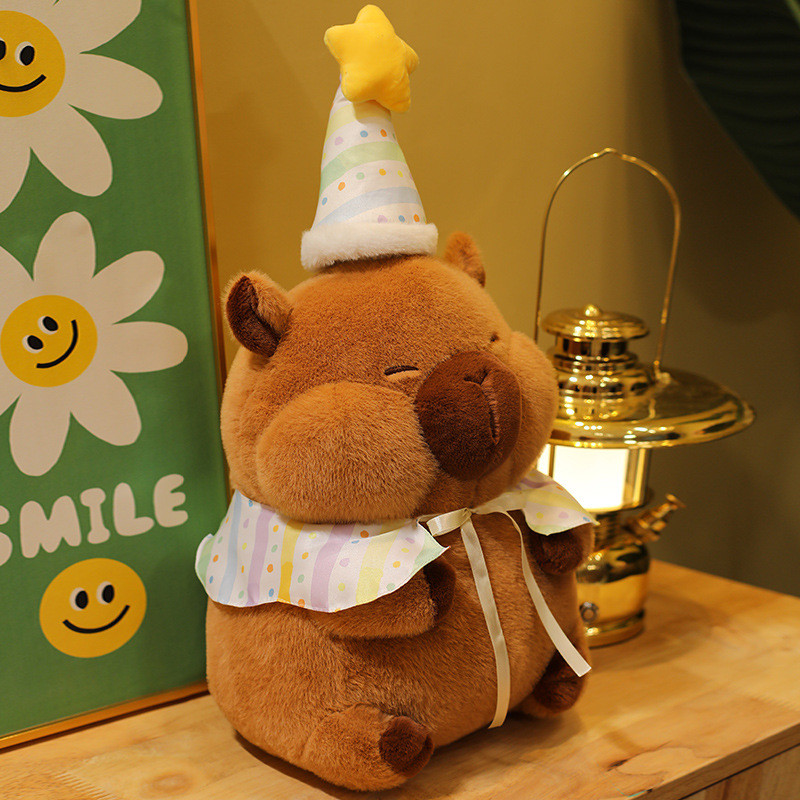 Birthday Hat Capybara Plush Toy Cute Squinting Eyes Capybara Claw ...