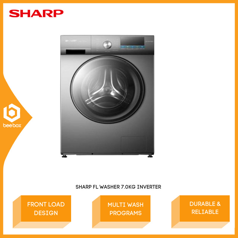 Sharp Front Load Washing Machine 7kg Multy Wash Programs ESFX7APG Mesin ...