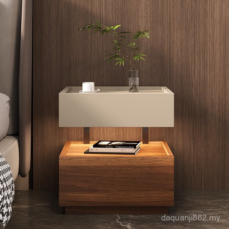 Italian Minimalist Bedside Table Modern Suspended Solid Wood Bedside ...