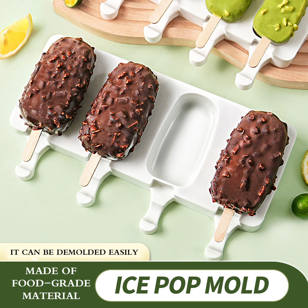 Ice Cream Mold Cuties Silicon Making (Mold with Lid &50pcs stick) Ice ...