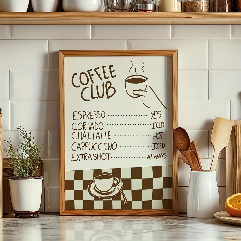 Retro Coffee Menu Poster Vintage Kitchen Wall Art, Espresso & Caffe ...