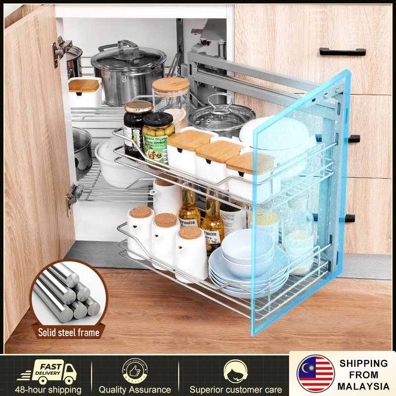 Pull-Out Magic Corner Basket Cabinet Rotating Dish rack with Soft ...