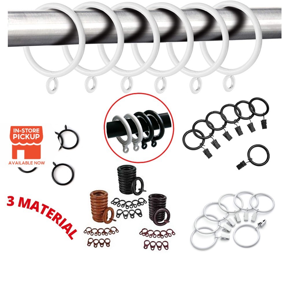 Rings with Clips of Curtain Rod / Gelang Rod Langsir (Rod 28mm) Wooden ...