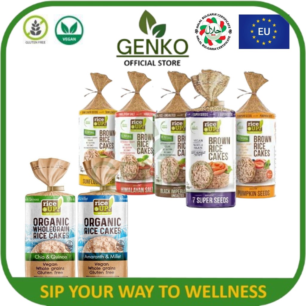 RiceUP Brown Rice Cakes 120gm | Organic Wholegrain Brown Rice Cakes ...