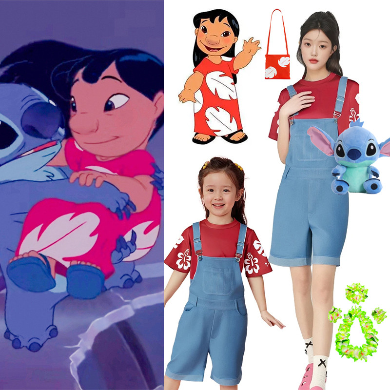 Disney Movie Lilo and Stitch Costume for Kids Girl Red T-Shirt Jeans ...