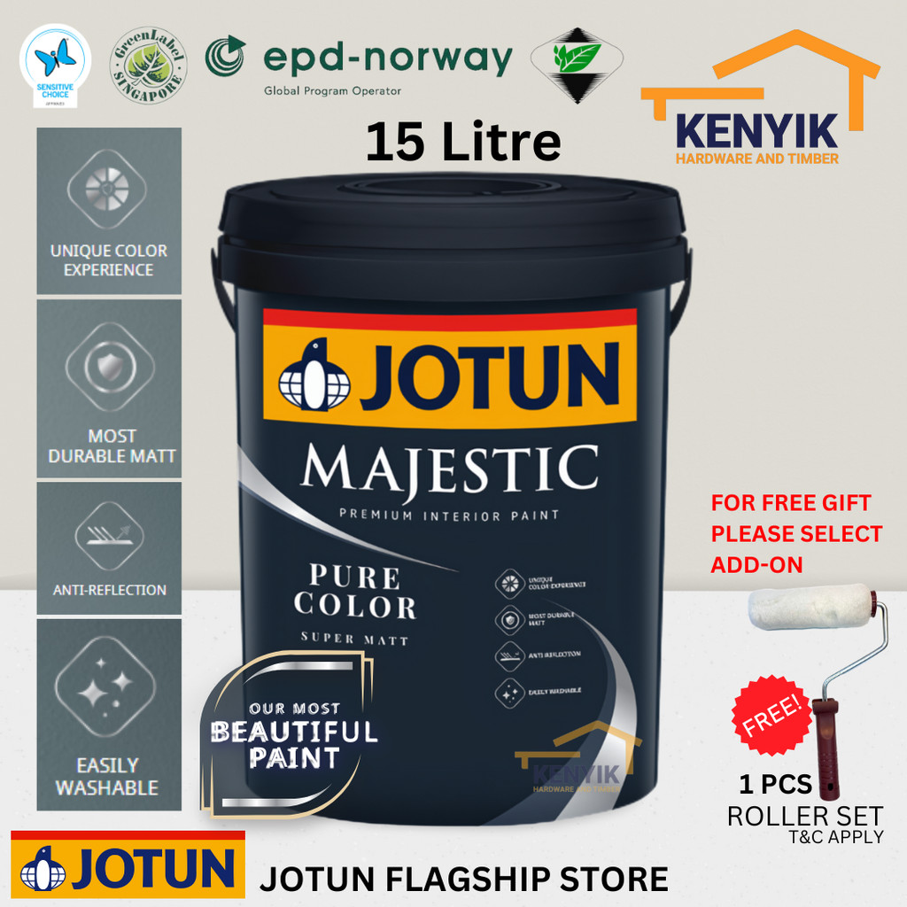 JOTUN 15 Litre Majestic Pure Colour - Super Matt (Interior Paint) (Tak ...
